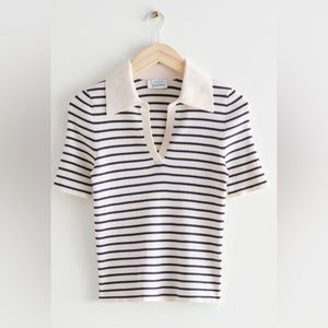 & Other Stories striped collared top, size Small